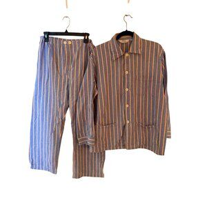 Derek Rose Mens Pajama Set Size Large Cotton Brushed Striped Long-sleeved Casual